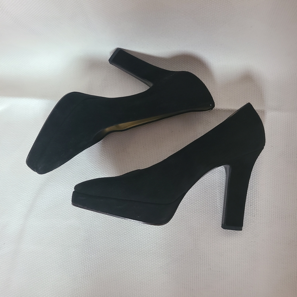 YSL Black Women's Heels Suede Leather 7M